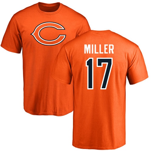 Chicago Bears Men Orange Anthony Miller Name and Number Logo NFL Football #17 T Shirt->nfl t-shirts->Sports Accessory